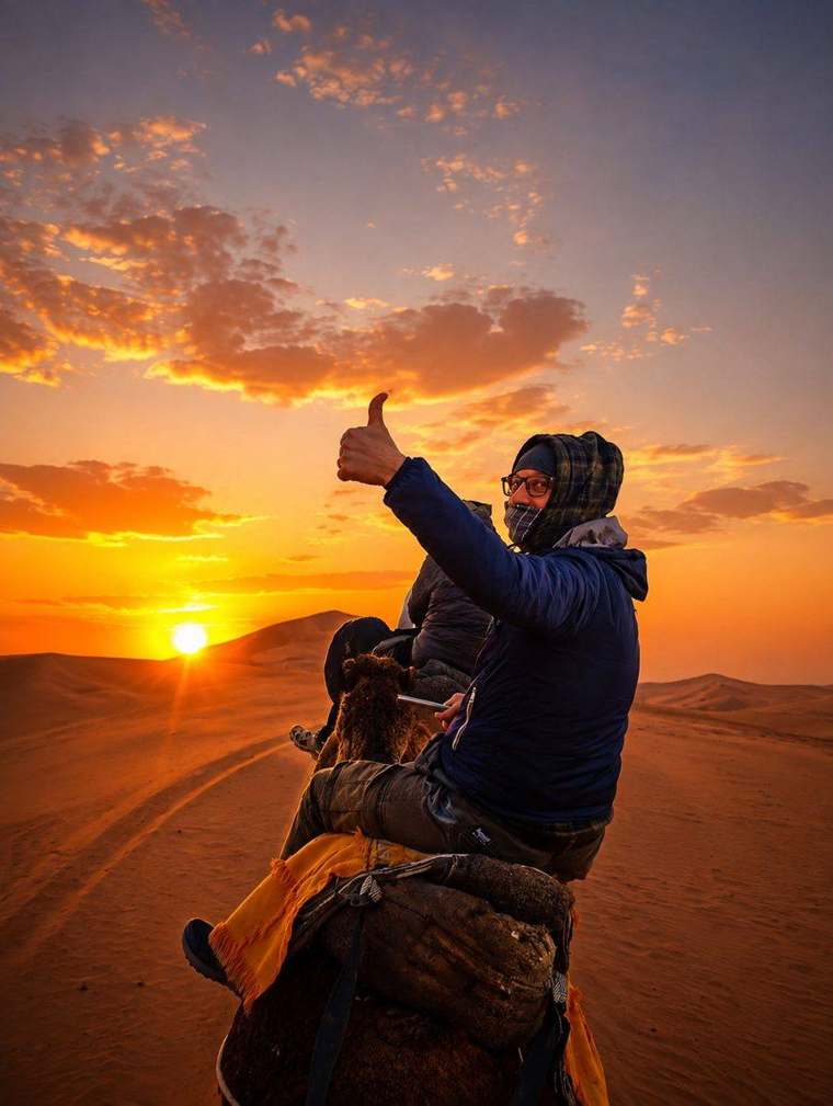 Escursione in dromedario al tramonto sulle dune