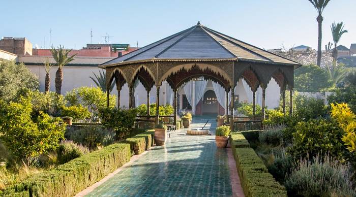 Il padiglione del Jardin Secret tra i giardini